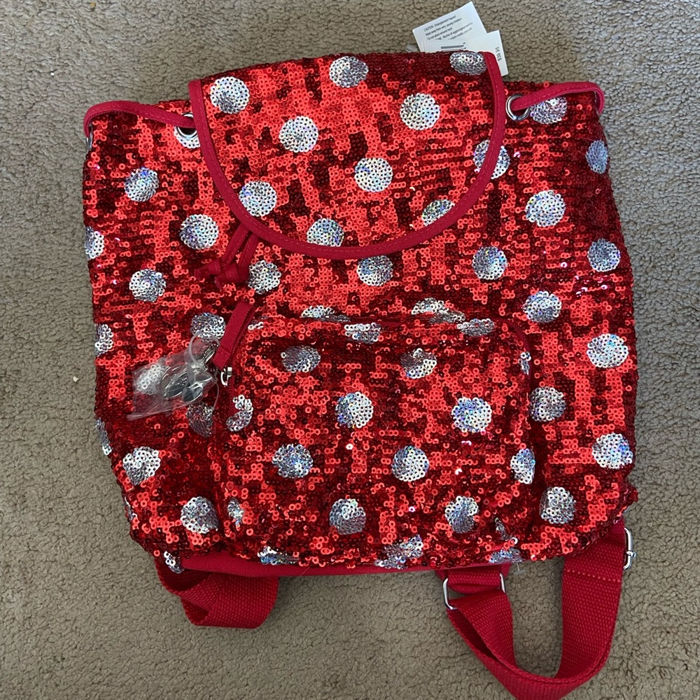 NWT Disney Parks Minnie Mouse Sequin Backpack